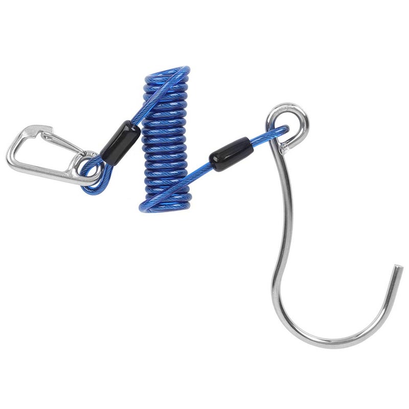 Keenso Diving Stainless Steel Single Hook, Spring Anti-Lost Reef Hook with Spiral Coil Lanyard(Blue) - Image 5